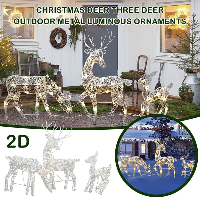 Family Reindeer Set Warm Light 2D XmasGlow